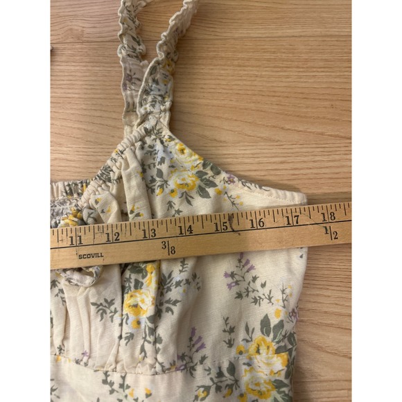 Lucky Brand Floral Smocked Mini Dress Yellow White Women's Size L - Picture 6 of 7